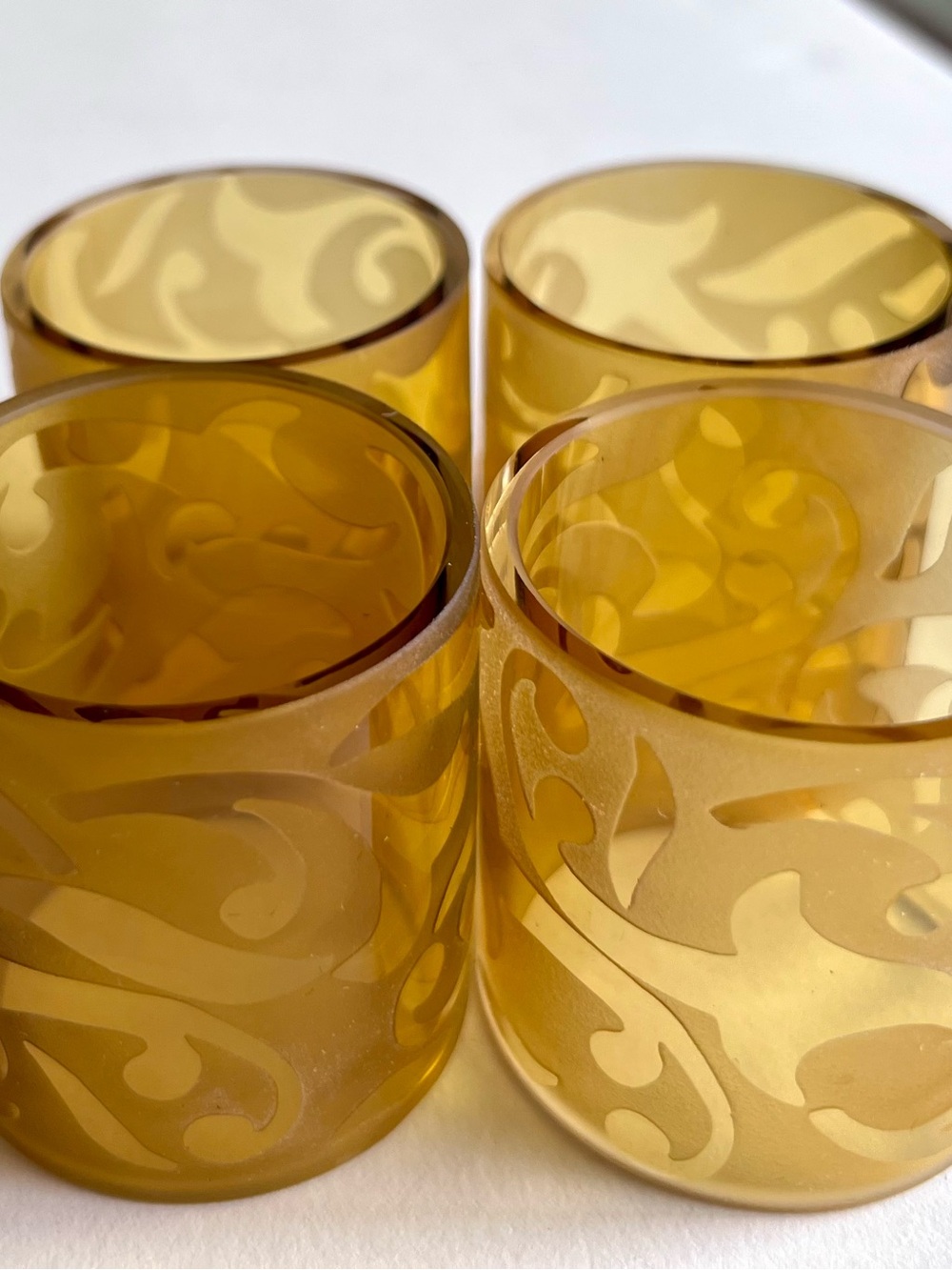 Amber Etched Glass Tumbler Set - 4-Pack